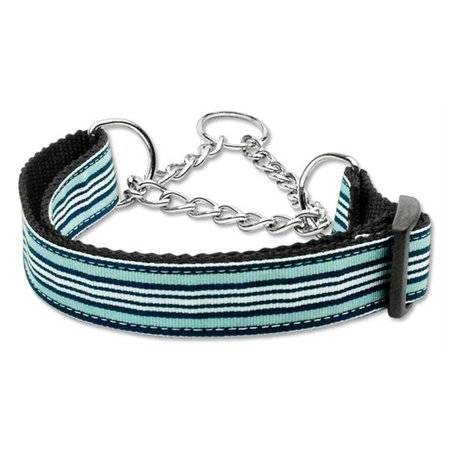 UNCONDITIONAL LOVE Preppy Stripes Nylon Ribbon Collars Martingale Light Blue-White Medium UN787831